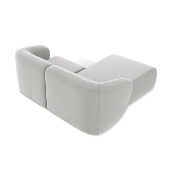 Světle šedá sametová rohová pohovka (levý roh/s lenoškou) Lani – Makamii-image-3