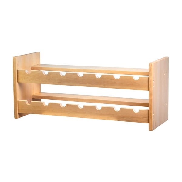 Nástěnný regál na víno z borovicového dřeva v přírodní barvě počet lahví 14 Carol – Kalune Design-image-2