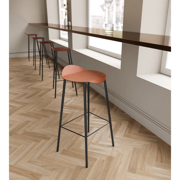 Koňakově hnědá kožená barová židle Flamingo Bull – LIND DNA-image-1