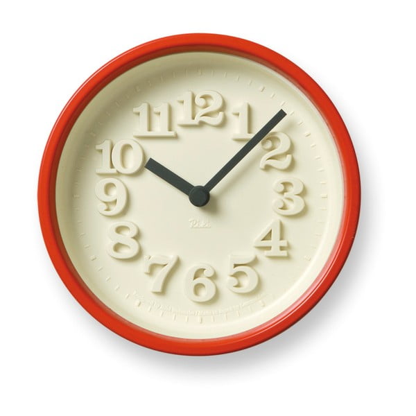 Nástěnné hodiny s červeným rámem Lemnos Clock Chiisana, ⌀ 12,2 cm