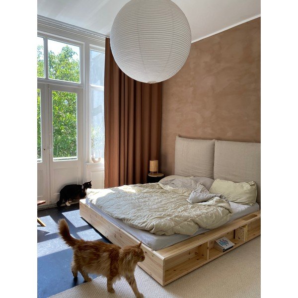 Dvoulůžková postel z borovicového dřeva s roštem 160x200 cm Ziggy – Karup Design-image-1