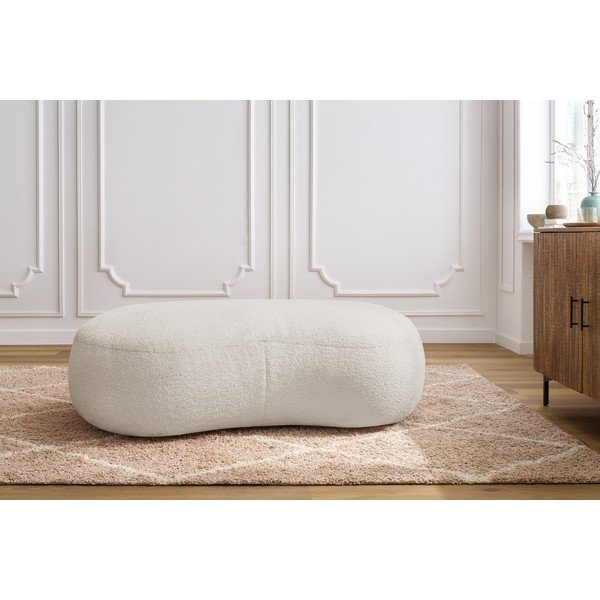 Bílá podnožka z textilie bouclé Saint-Germain – Bobochic Paris-image-1