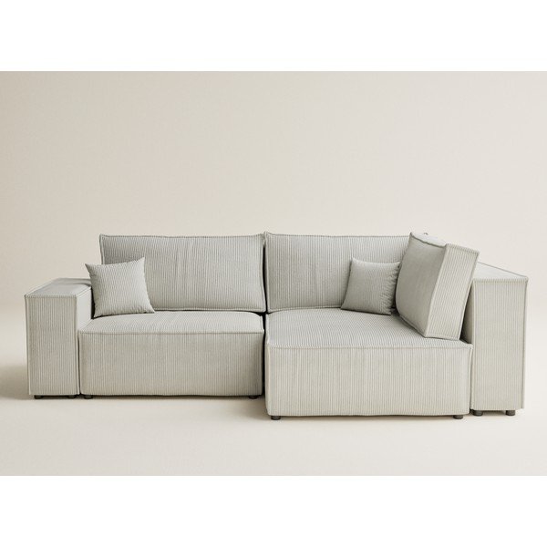 Krémová manšestrová rozkládací/s úložným prostorem rohová pohovka (pravý roh/do L) Tonga – Maison de Rêve-image-2