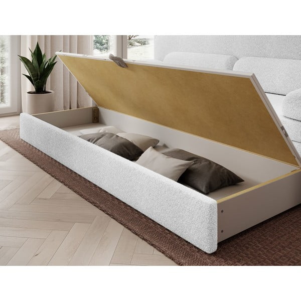 Bílá rozkládací/s úložným prostorem pohovka z textilie bouclé 236 cm Elioss – ELTAP-image-4