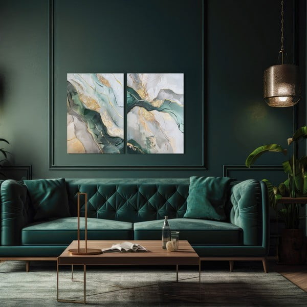 Obrazy s ručně malovanými prvky v sadě 2 ks 50x70 cm Aventurine – Styler-image-1