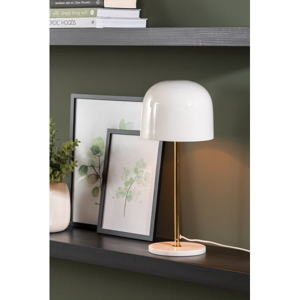 Bílá stolní lampa s kovovým stínidlem (výška 50 cm) Manta – Leitmotiv-image-1