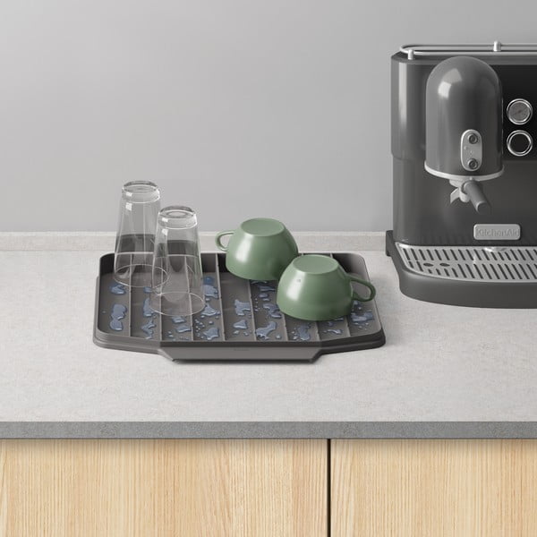 Šedá plastová odkapávací podložka na nádobí 40x33 cm Gravity – Metaltex-image-3