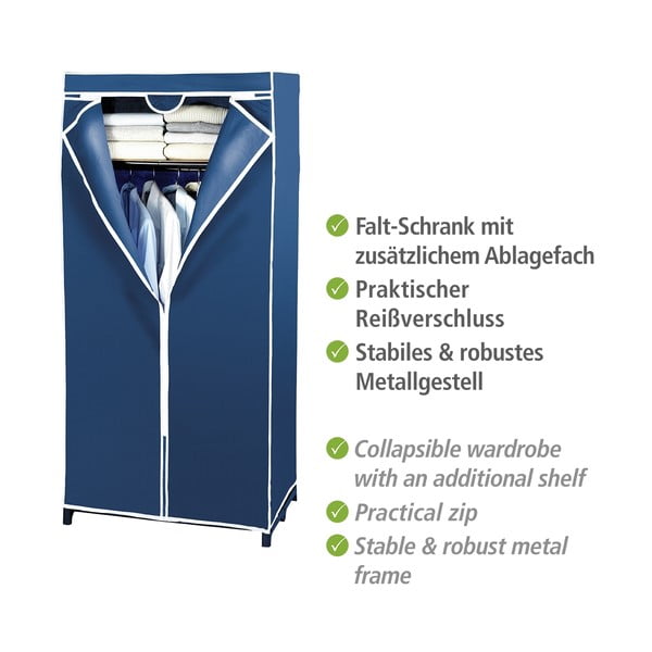 Modrá látková šatní skříň 75x160 cm Air - Wenko-image-3