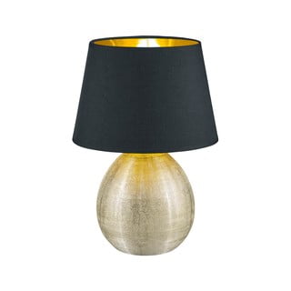 Černá stolní lampa z keramiky a tkaniny Trio Luxor, výška 35 cm