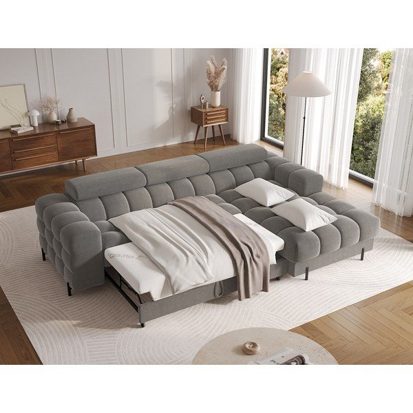 Taupe sametová rozkládací/s úložným prostorem rohová pohovka (pravý roh/s lenoškou) Felro – ELTAP-image-4