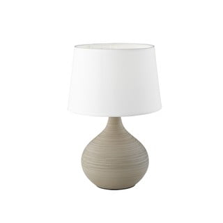 Bílo-hnědá stolní lampa z keramiky a tkaniny Trio Martin, výška 29 cm