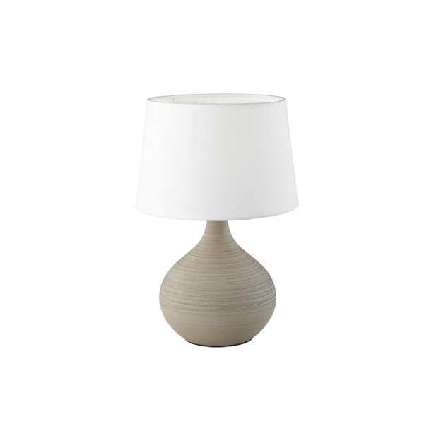 Bílo-hnědá stolní lampa z keramiky a tkaniny Trio Martin, výška 29 cm