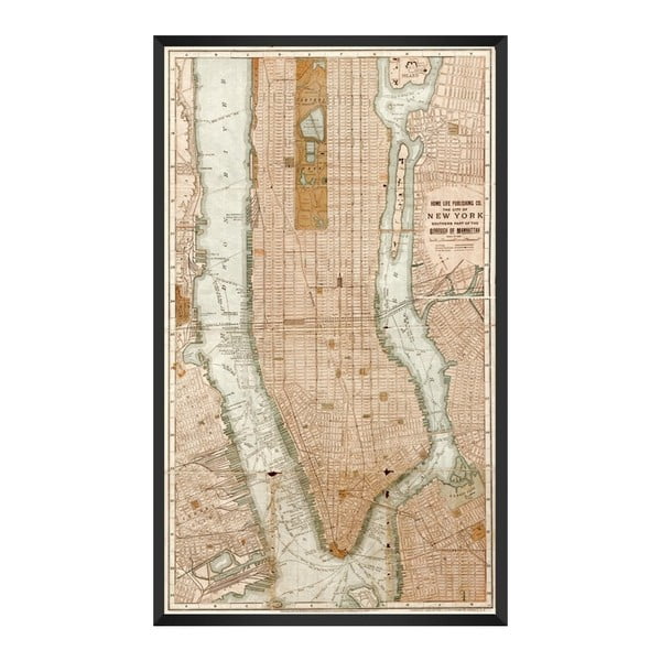 Plakát v rámu Global Art Production Manhattan Map, 60 x 100 cm 