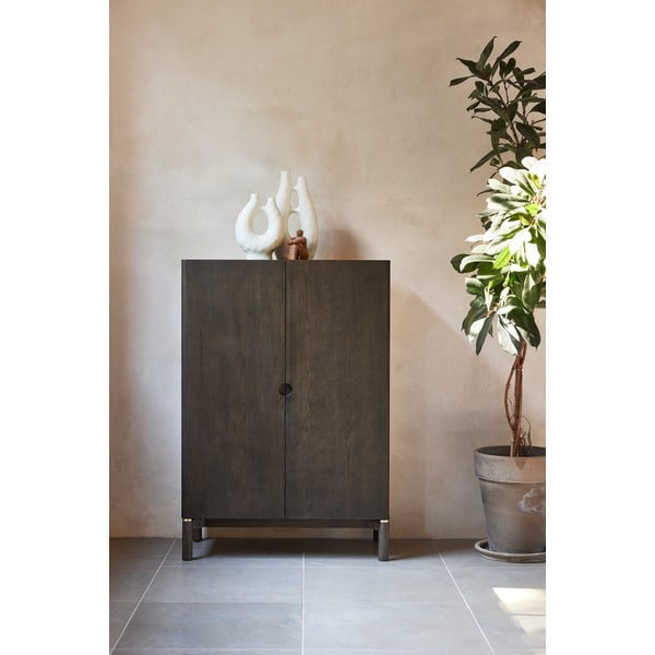 Tmavě hnědá skříňka v dekoru dubu 90x130 cm Arun – Unique Furniture-image-2