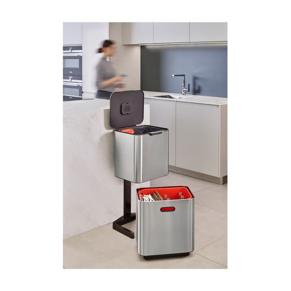 Ocelový odpadkový koš na tříděný odpad ve stříbrné barvě 60 l Totem Max – Joseph Joseph-image-1