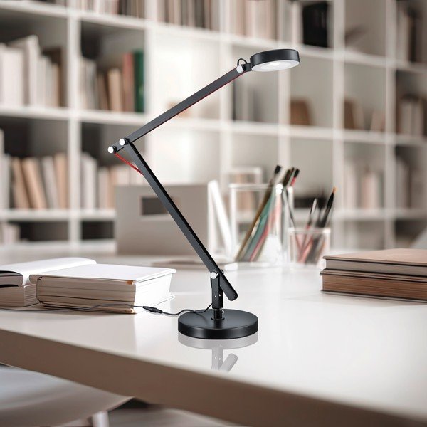 Černá LED stolní lampa s ohybatelnou konstrukcí (výška 90 cm) Amsterdam – Trio-image-3