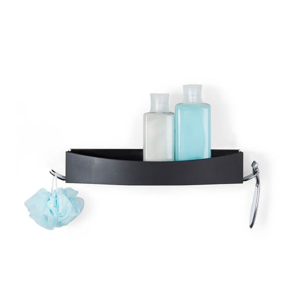 Černá nástěnná samodržící polička Compactor Clever Flip Shower Shelf-image-4
