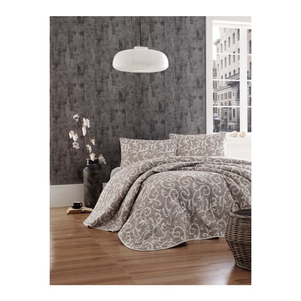 Set béžového přehozu a povlaku na polštář Eponj Home, 160 x 220 cm