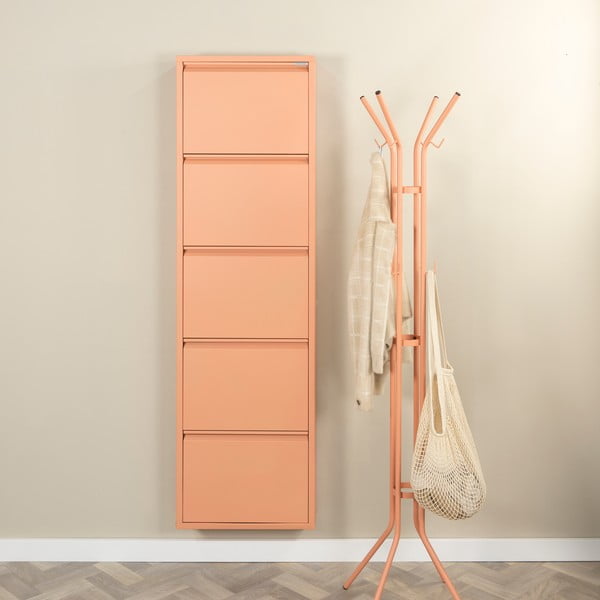 Kovový výklopný botník v lososové barvě 50x169x15 cm Billy – Spinder Design-image-1