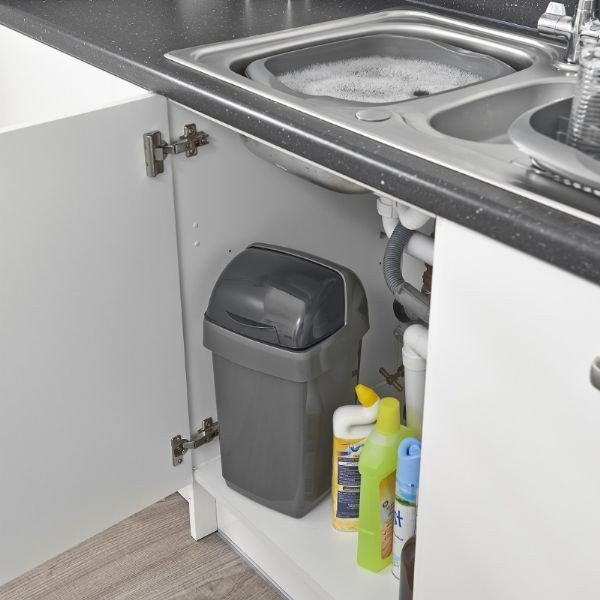 Šedý odpadkový koš Addis Roll Top, 22,5 x 23 x 42,5 cm-image-1