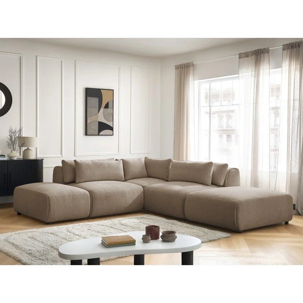 Taupe polohovací modulární rohová pohovka Jana – Bobochic Paris-image-2