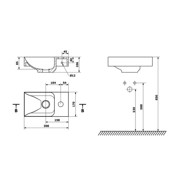 Tmavě hnědé betonové umývátko 31x17 cm Piccolino – Sapho-image-4