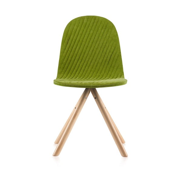 Zelená židle s přírodními nohami Iker Mannequin Stripe