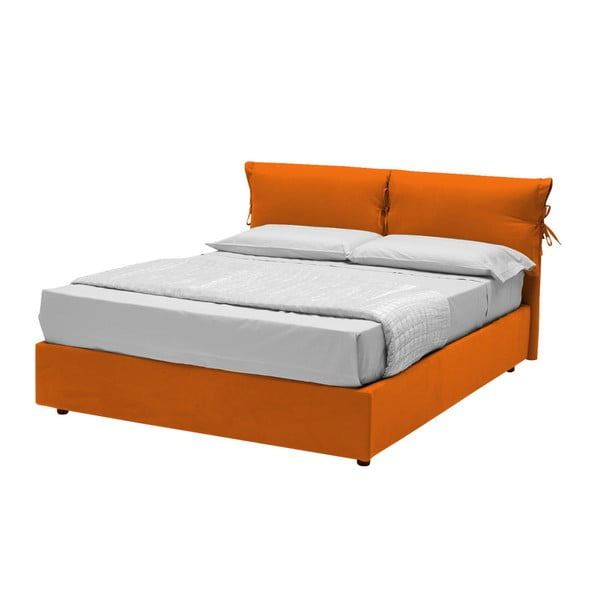 Oranžová dvoulůžková postel s úložným prostorem 13Casa Iris, 160 x 190 cm