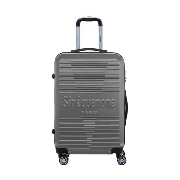 Tmavě šedý cestovní kufr na kolečkách s kódovým zámkem SINEQUANONE Trimy, 71 l