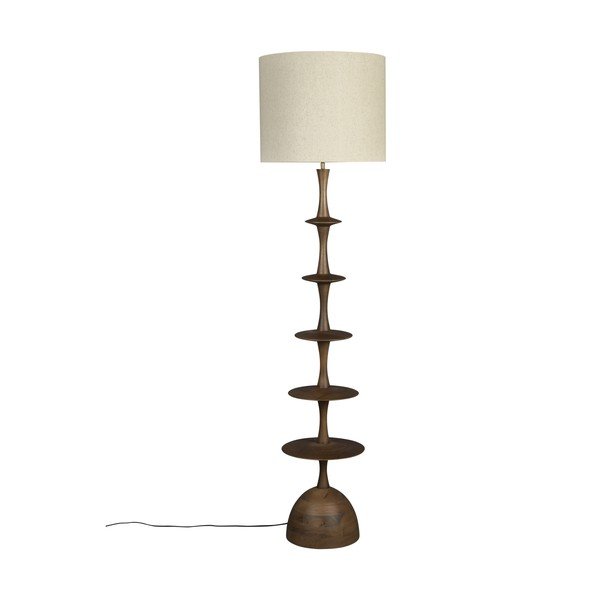 Krémová/v tmavě přírodní barvě stojací lampa s textilním stínidlem (výška 179 cm) Cath – Dutchbone
