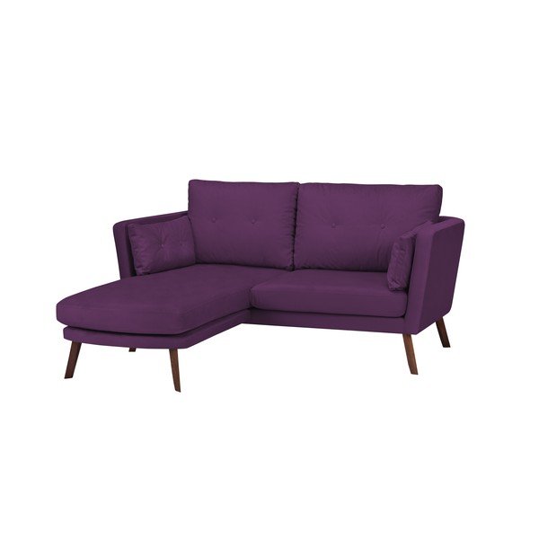 Tmavě fialová třímístná pohovka Mazzini Sofas Elena, s lenoškou na levém rohu-image-3