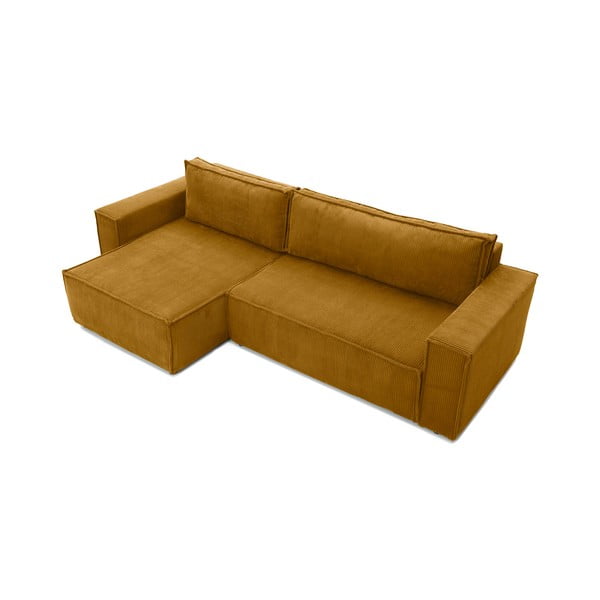 Hořčicově žlutá manšestrová variabilní rozkládací rohová pohovka Bonami Selection Bowie-image-4