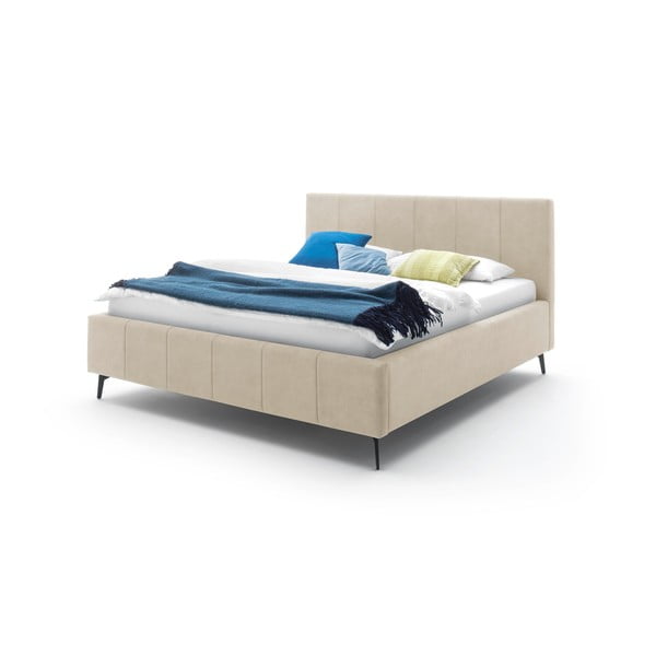 Béžová čalouněná dvoulůžková postel s úložným prostorem s roštem 180x200 cm Lizzano – Meise Möbel