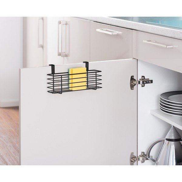 Černý závěsný kovový košík na kuchyňská dvířka Wenko Slim, 24 x 10 cm-image-1