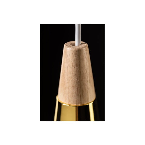 Šedé závěsné svítidlo s dřevěno-kovovým stínidlem Skandi – GTV-image-3