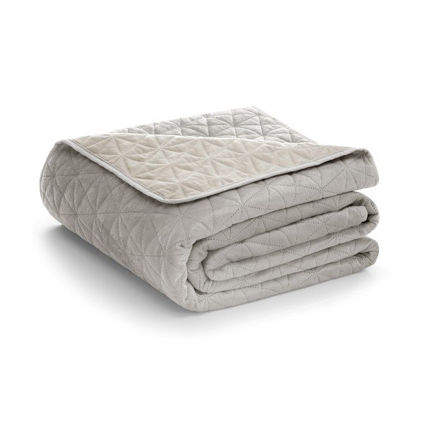 Šedobéžový sametový prošívaný přehoz 240x260 cm Laila – Restilo