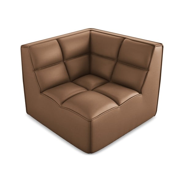 Hnědý modul pohovky z imitace kůže Kalai – Makamii-image-1