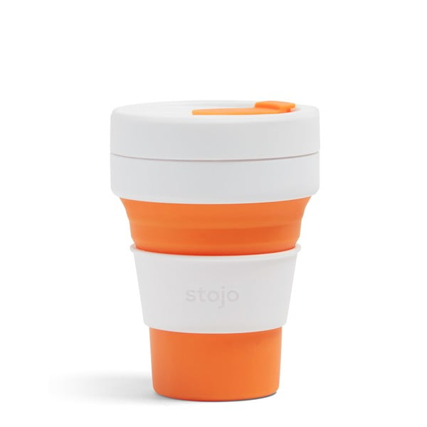 Bílo-oranžový skládací cestovní hrnek Stojo Pocket Cup, 355 ml