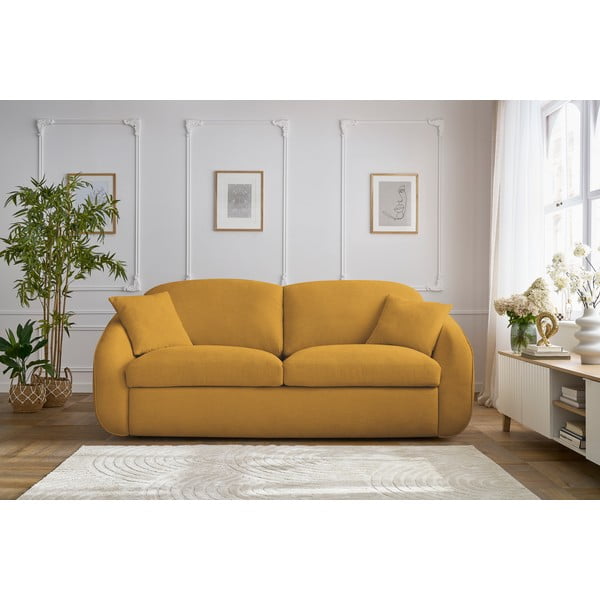 Žlutá rozkládací pohovka 235 cm Cezanne – Bobochic Paris-image-1