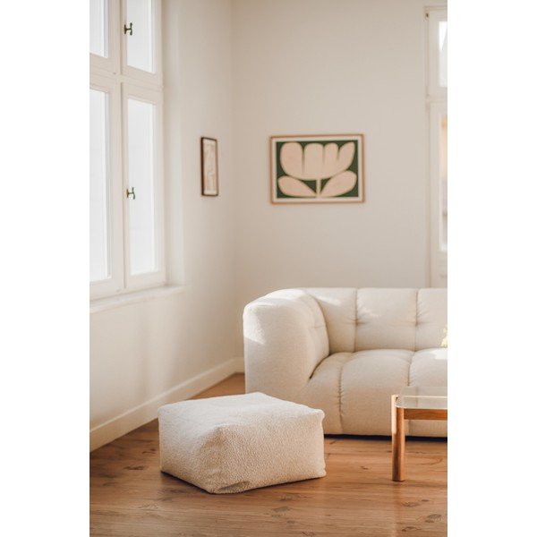 Béžový taburet z textilie bouclé Keno – noo.ma-image-1