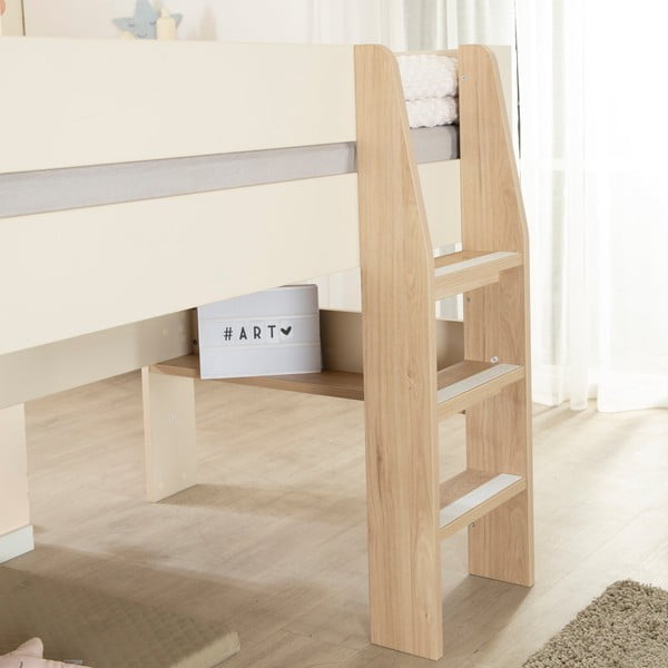 Béžová vyvýšená dětská postel bez roštu 90x200 cm Loft – Roba-image-4