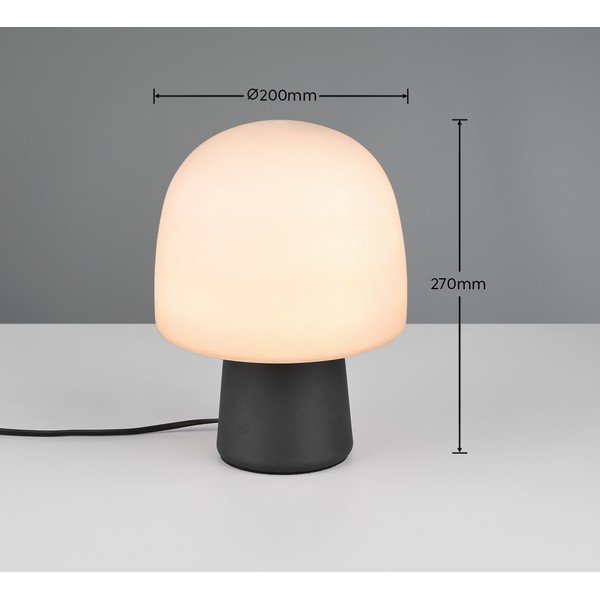 Černo-bílá stolní lampa se skleněným stínidlem (výška 27 cm) Steen – Trio-image-4