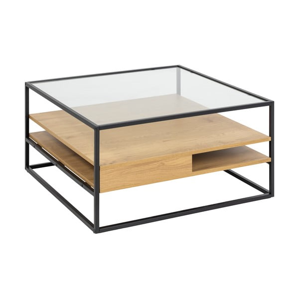 Konferenční stolek se skleněnou deskou v přírodní barvě 80x80 cm Randolf – Actona-image-2