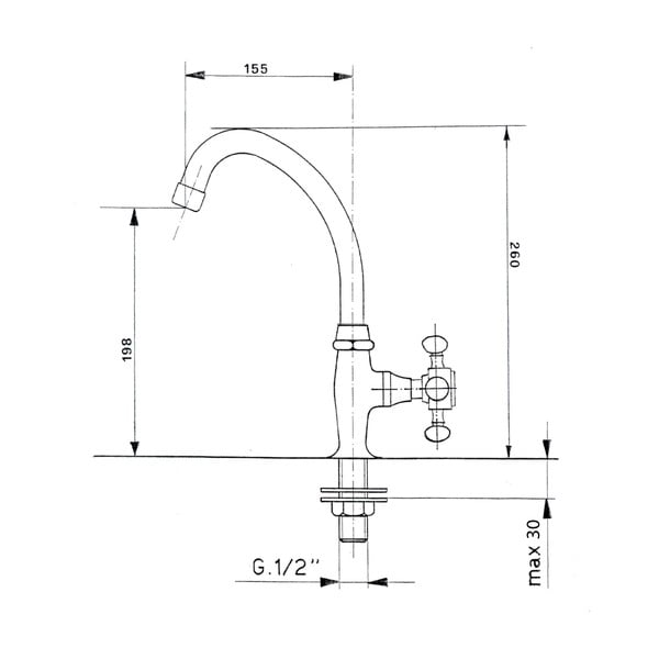 Stojánkový umyvadlový ventil v leskle stříbrné barvě Antea – Sapho-image-1