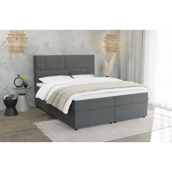 Šedá boxspring postel s úložným prostorem 180x200 cm Lola – Ropez-image-2