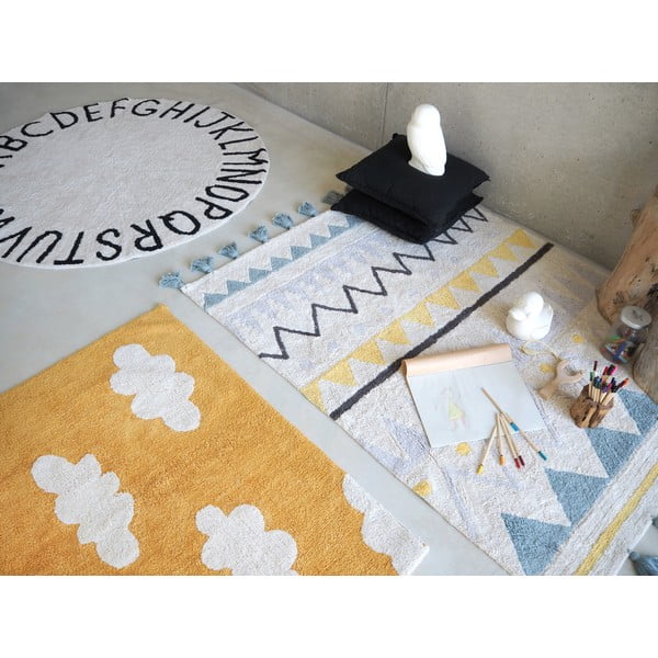 Krémový pratelný ručně tkaný bavlněný dětský koberec 140x200 cm Azteca Vintage Blue – Lorena Canals-image-4