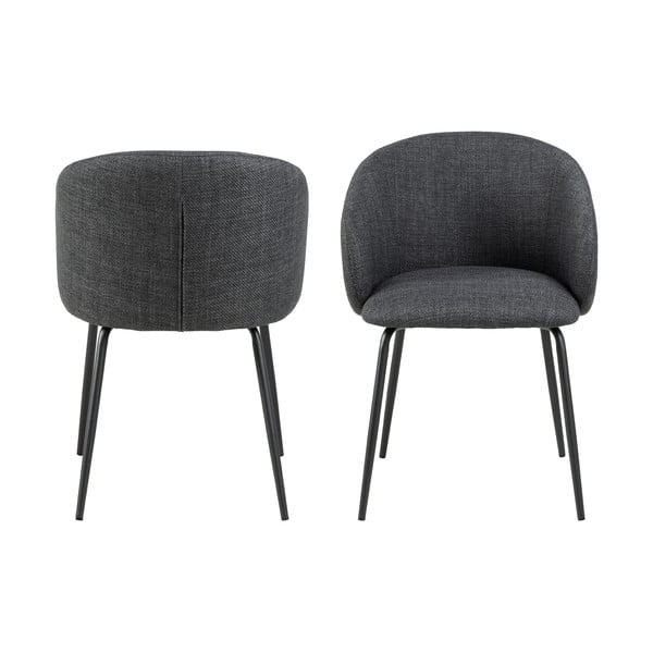 Tmavě šedá čalouněná jídelní křesla v sadě 2 ks s područkami Eleanor – Actona-image-2
