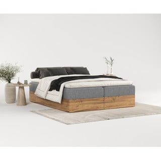 Boxspring postel s úložným prostorem v šedo-přírodní barvě 180x200 cm Faro – Maison de Rêve