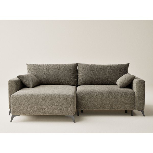 Hnědá žinylková rozkládací/s úložným prostorem rohová pohovka (levý roh/s lenoškou) Leon – Maison de Rêve-image-2