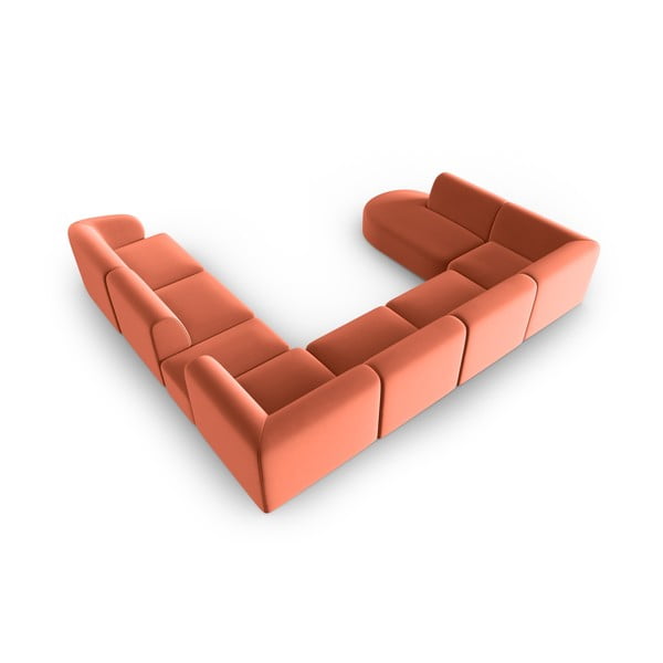 Růžová sametová rohová pohovka (pravý roh/do "U") Paolo – Milo Casa-image-3